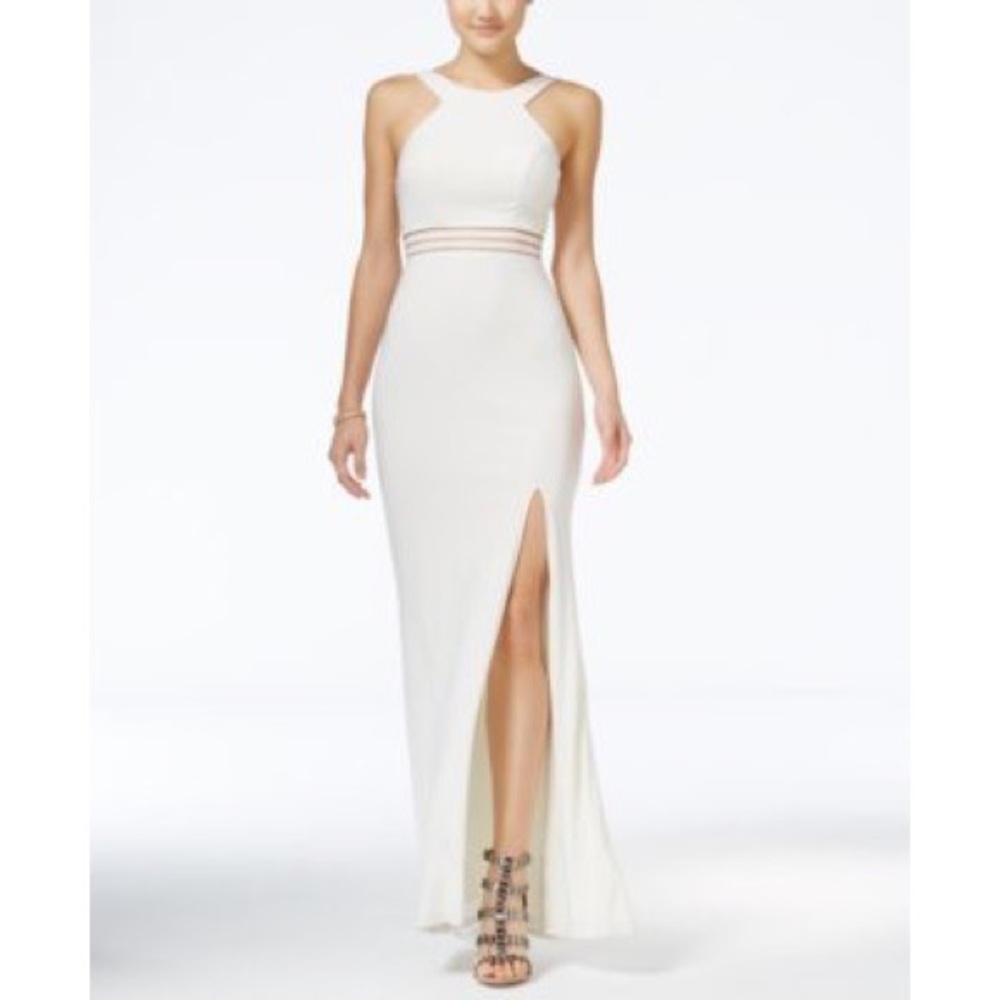 City Studio Juniors’ Illusion Waist Bodycon Gown